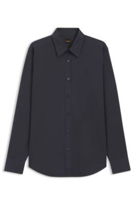 Boss Regular-fit shirt in cotton poplin with embroidered logo casual skjortor herr – bild 4