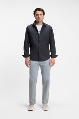 Boss Regular-fit shirt in cotton poplin with embroidered logo casual skjortor herr – bild 2