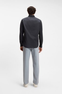 Boss Regular-fit shirt in cotton poplin with embroidered logo casual skjortor herr – bild 3