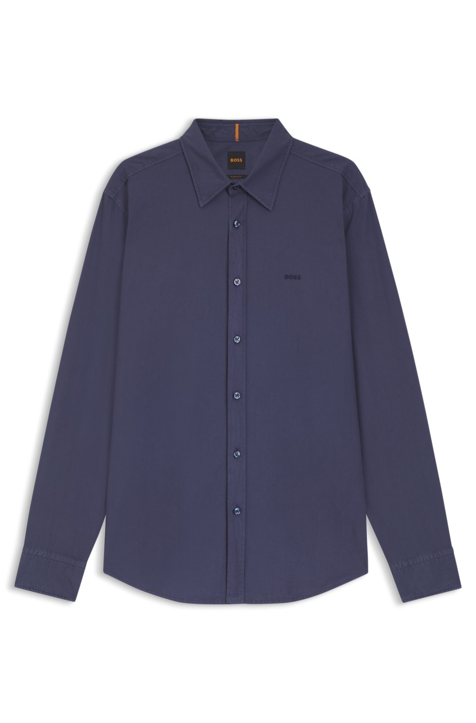 Regular-fit shirt in cotton poplin with embroidered logo