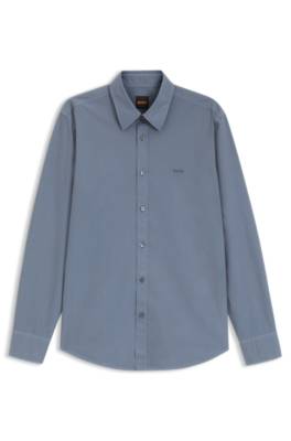 Boss Regular-fit shirt in cotton poplin with embroidered logo casual skjortor herr – bild 4