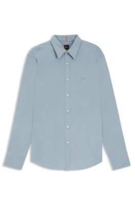 Camisa regular fit en popel&iacute;n de algod&oacute;n, Celeste