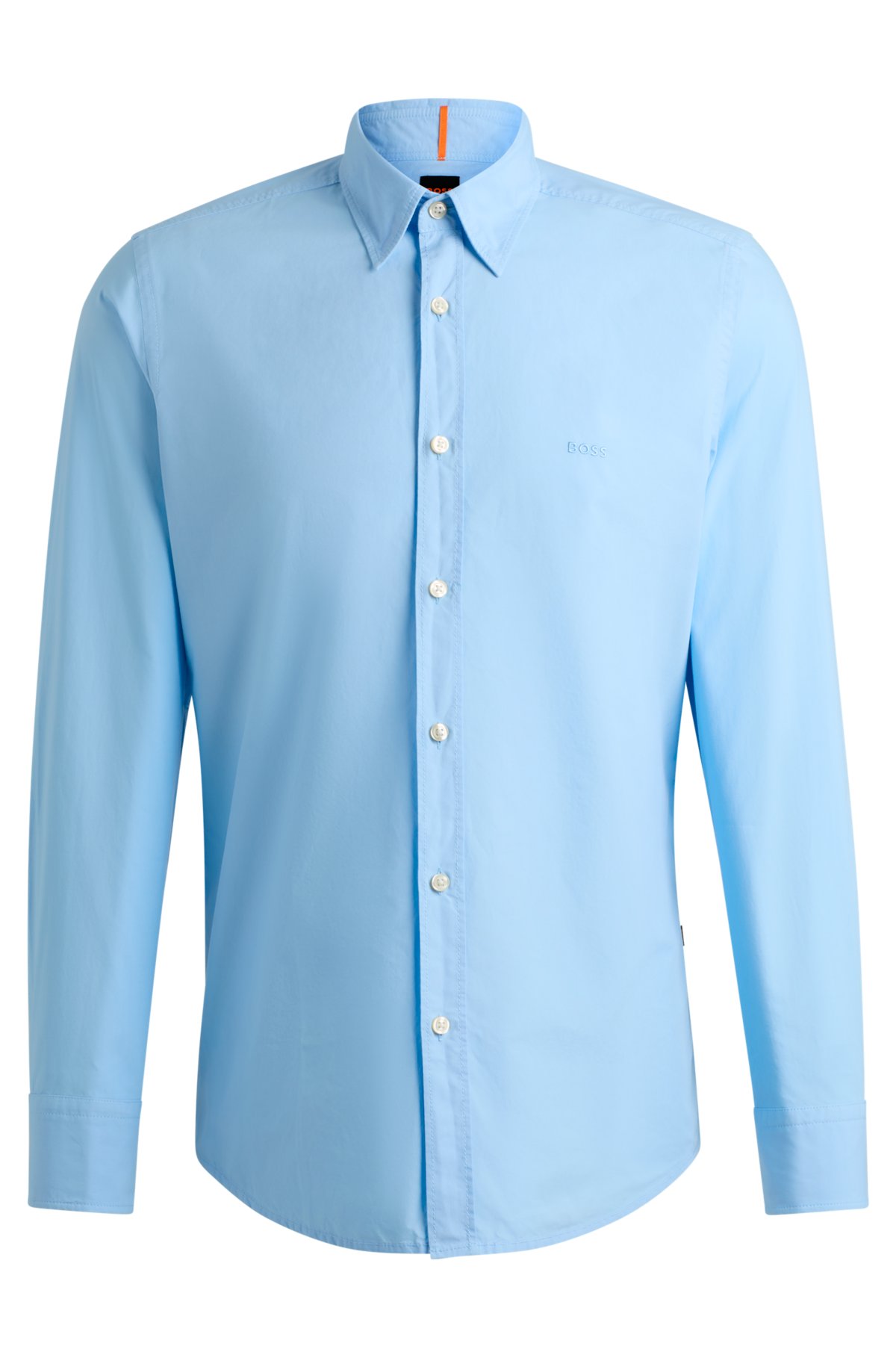 Regular-fit shirt in cotton poplin with Kent collar, Light Blue