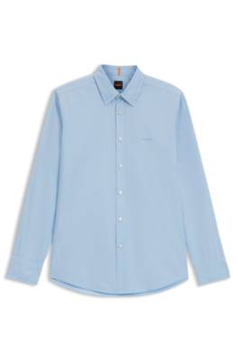 Boss Regular-fit shirt in cotton poplin with embroidered logo casual skjortor herr – bild 4