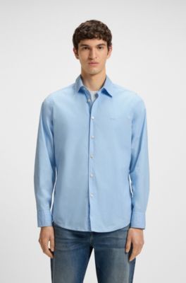 Regular-fit shirt in cotton poplin, Light Blue