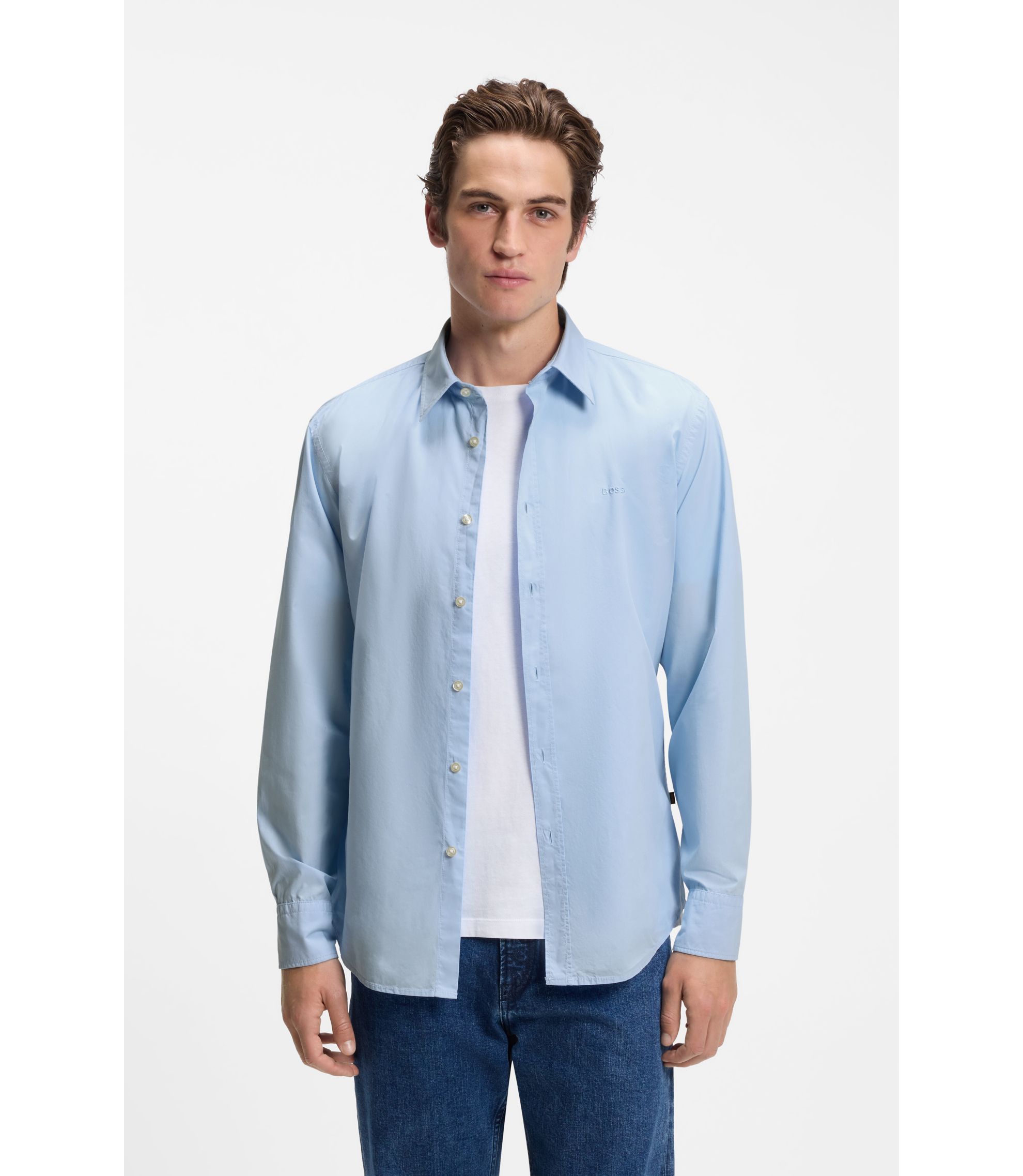 Chemise Homme Hugo Boss Slim Fit Bleu Lin - Taille XL, Neuve Avec étiquettes