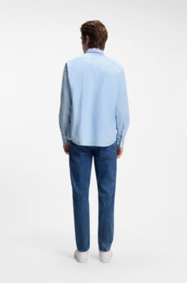 Boss Regular-fit shirt in cotton poplin with embroidered logo casual skjortor herr – bild 3