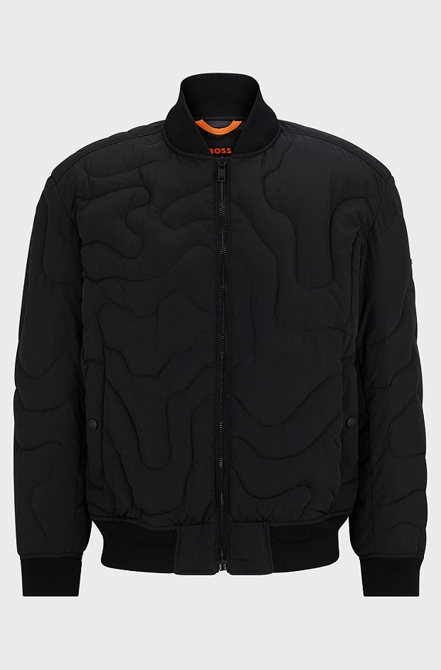 Water-repellent jacket with digitally created quilting, Black