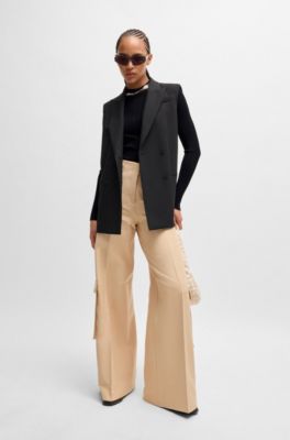 Slim-fit sweater with irregular ribbed structure, Black