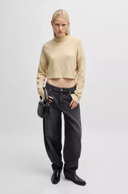Cotton-blend relaxed-fit sweater with stacked logo