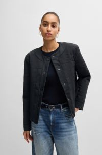 Veste matelassée déperlante à carreaux, Noir