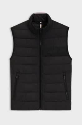 Water-repellent gilet with tonal logo, Black