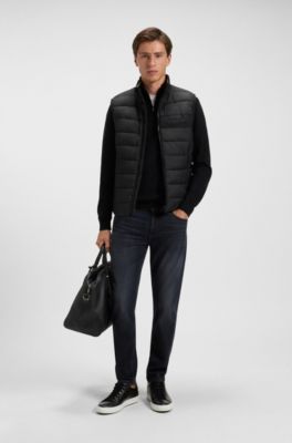 Water-repellent gilet with tonal logo, Black