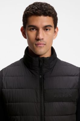 Water-repellent gilet with tonal logo, Black