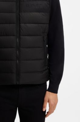 Padded gilet with a protective stand collar, Black