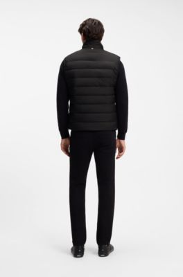 Water-repellent gilet with logo detail, Black