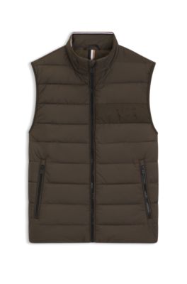Water-repellent gilet with tonal logo, Dark Green