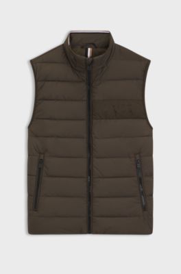 Water-repellent gilet with tonal logo, Dark Green
