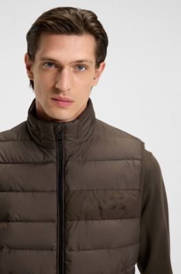 Water-repellent gilet with logo detail, Dark Green