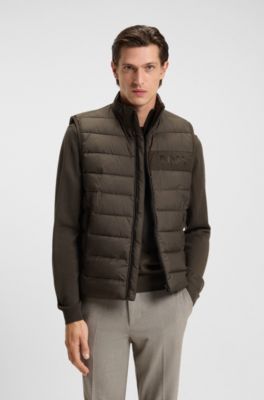 Water-repellent gilet with tonal logo, Dark Green