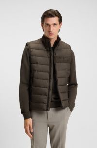 Gilet idrorepellente con logo tono su tono, Verde scuro