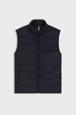 Padded gilet with a protective stand collar, Dark Blue