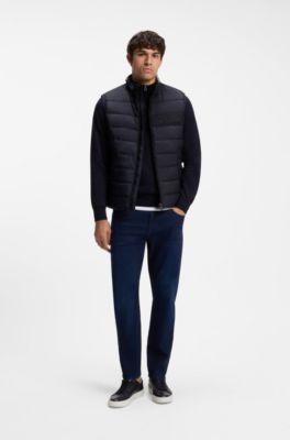 Padded gilet with a protective stand collar, Dark Blue