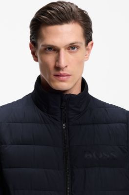 Water-repellent gilet with logo detail, Dark Blue
