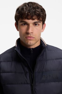 Padded gilet with a protective stand collar, Dark Blue
