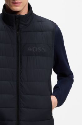 Water-repellent gilet with logo detail, Dark Blue