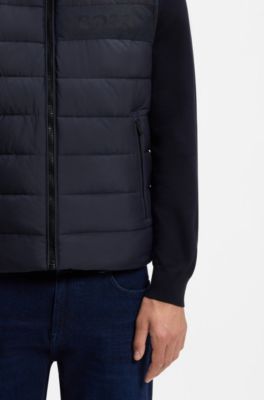 Padded gilet with a protective stand collar, Dark Blue