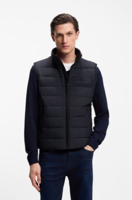 Water-repellent gilet with logo detail, Dark Blue