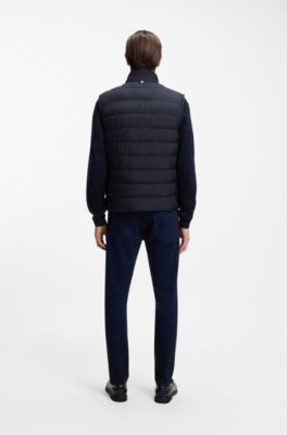 Water-repellent gilet with tonal logo, Dark Blue