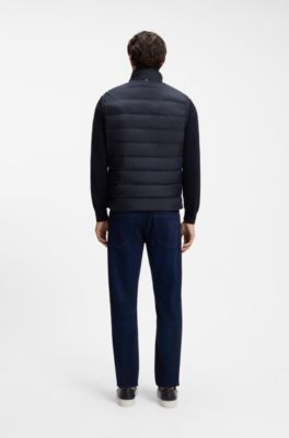 Padded gilet with a protective stand collar, Dark Blue