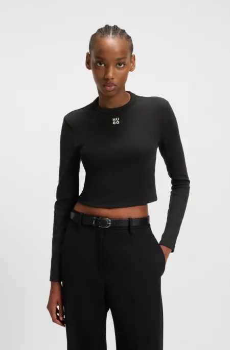 Slim-fit jersey top with embroidered stacked logo
