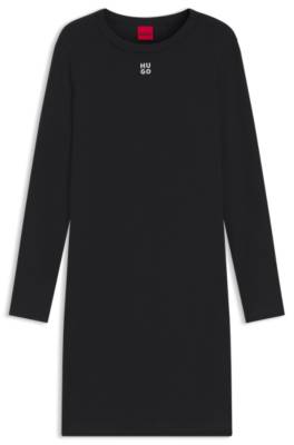 Stretch-jersey dress with stacked logo 1