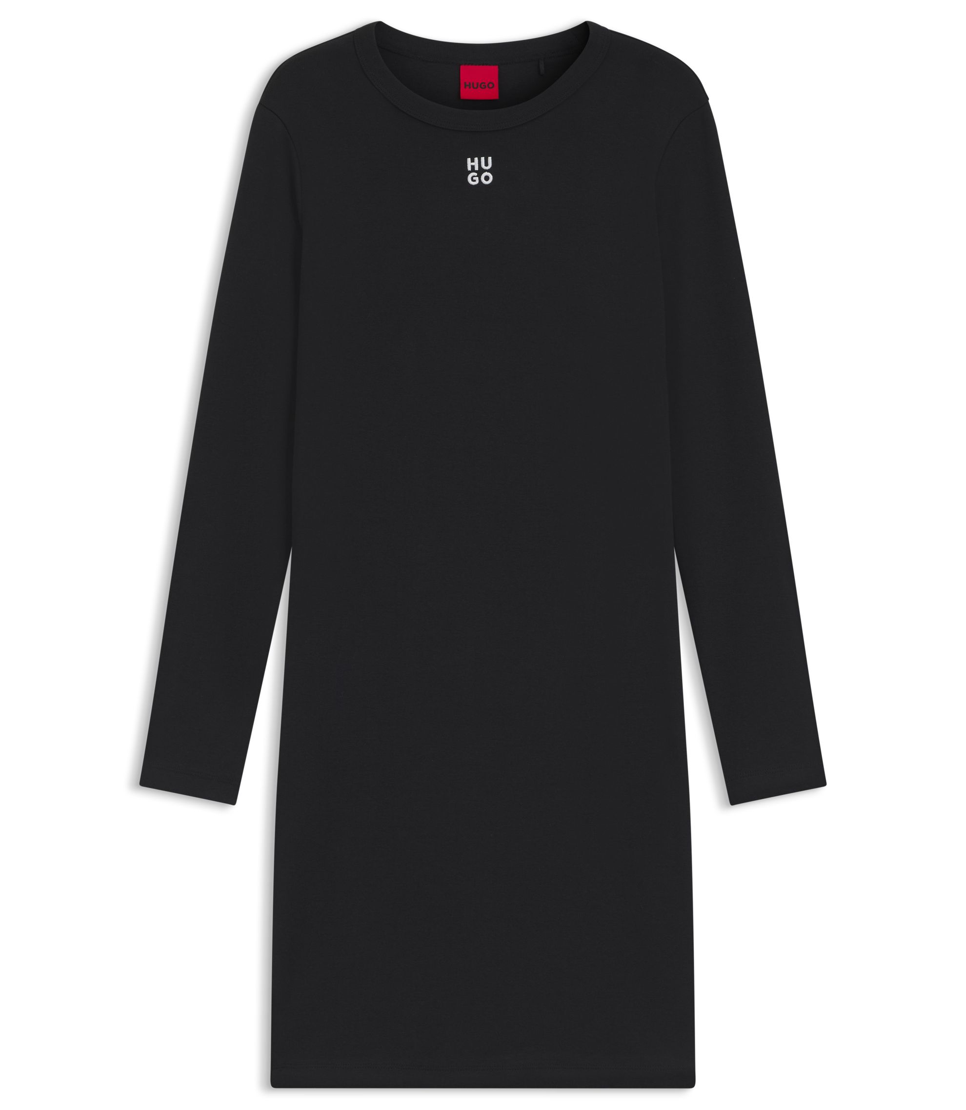 HUGO - Stretch-jersey dress with stacked logo