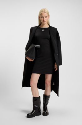 Stretch-jersey dress with stacked logo, Black