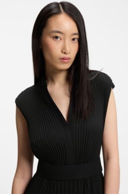 Boss V-neck pleated dress midiklänningar dam – bild 3