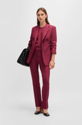 Skinny-leg trousers in performance-stretch fabric, Dark Red