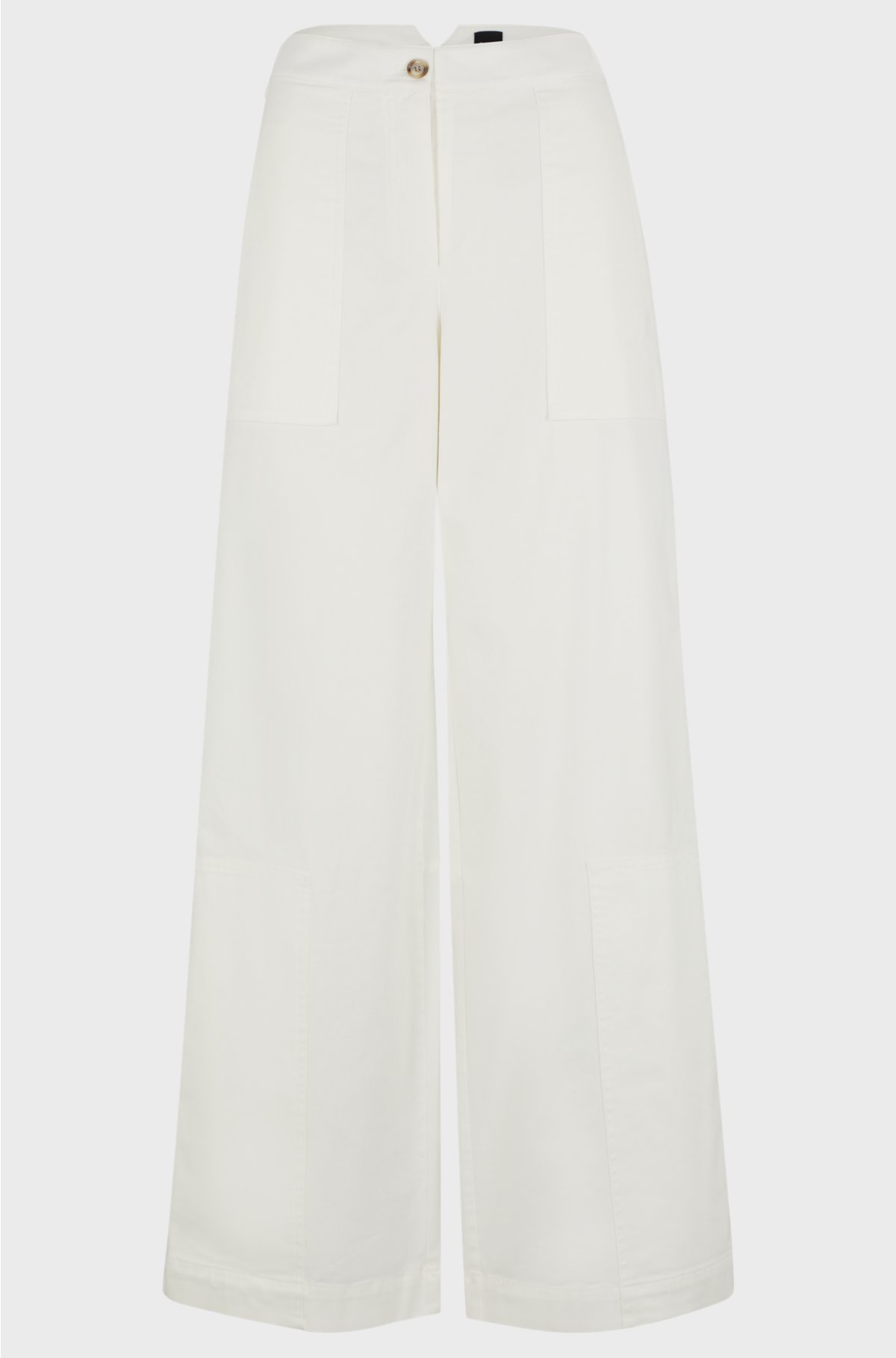 Regular-fit trousers in cotton-blend twill, White