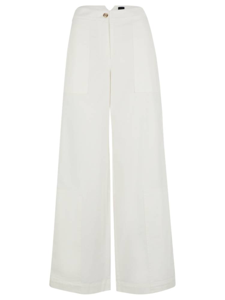 Artikel klicken und genauer betrachten! - Gerade geschnittene BOSS Hose mit geradem Beinverlauf. Die Hose mit hohem Bund ist aus gewaschenem Twill aus einem Baumwoll-Mix gefertigt. | im Online Shop kaufen