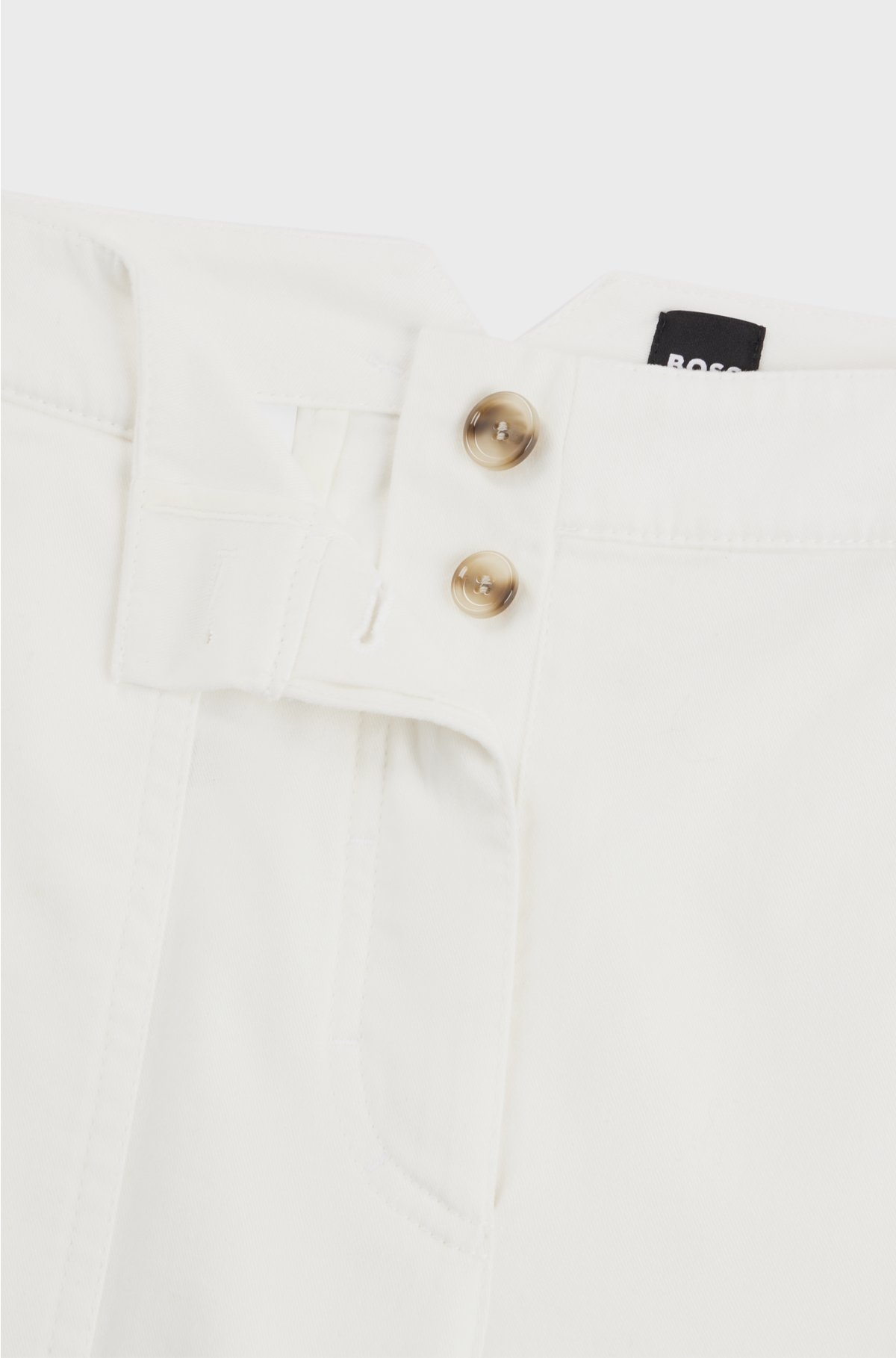 Regular-fit trousers in cotton-blend twill, White