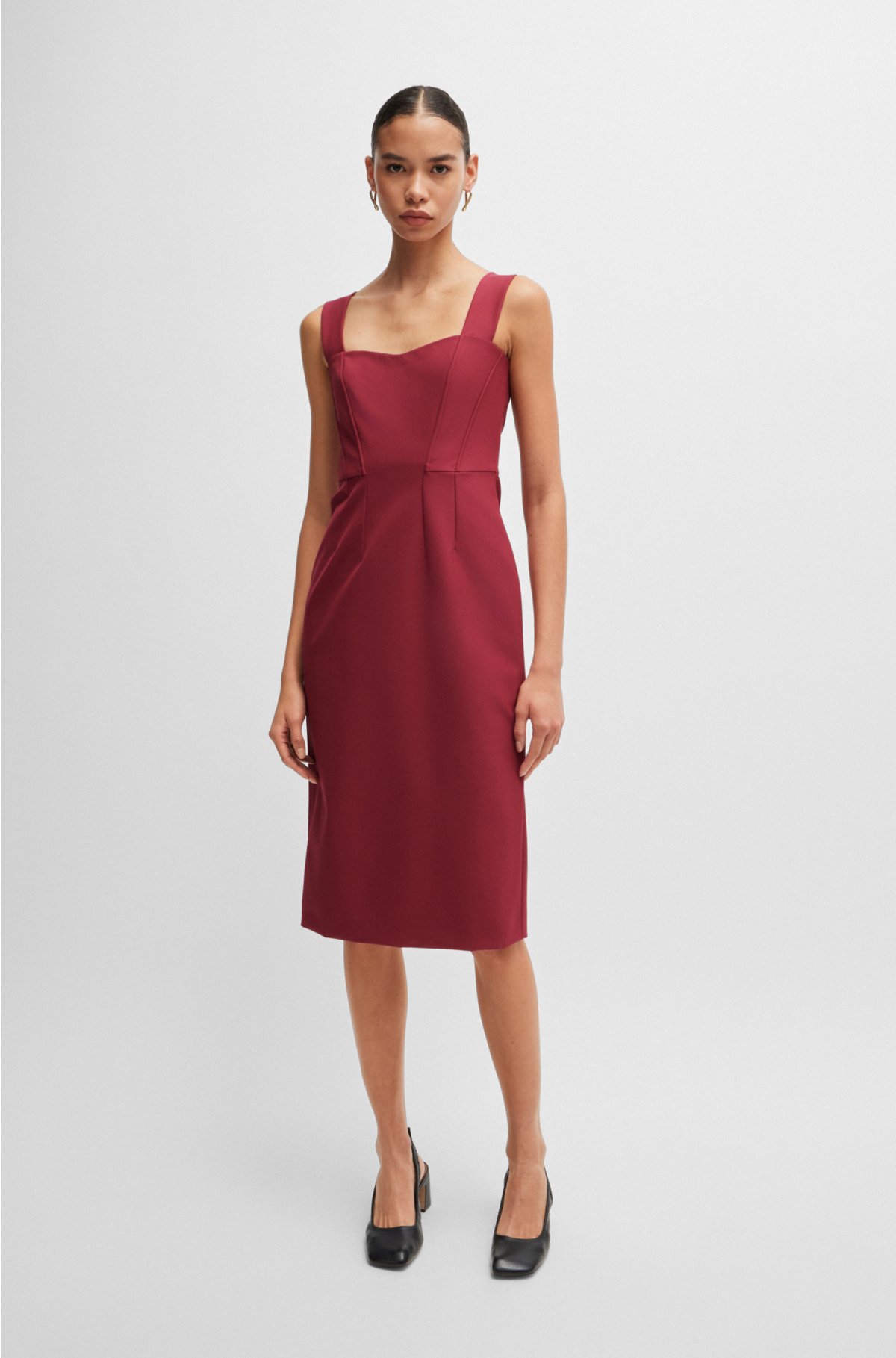 Extra-slim-fit dress in performance-stretch fabric, Dark Red