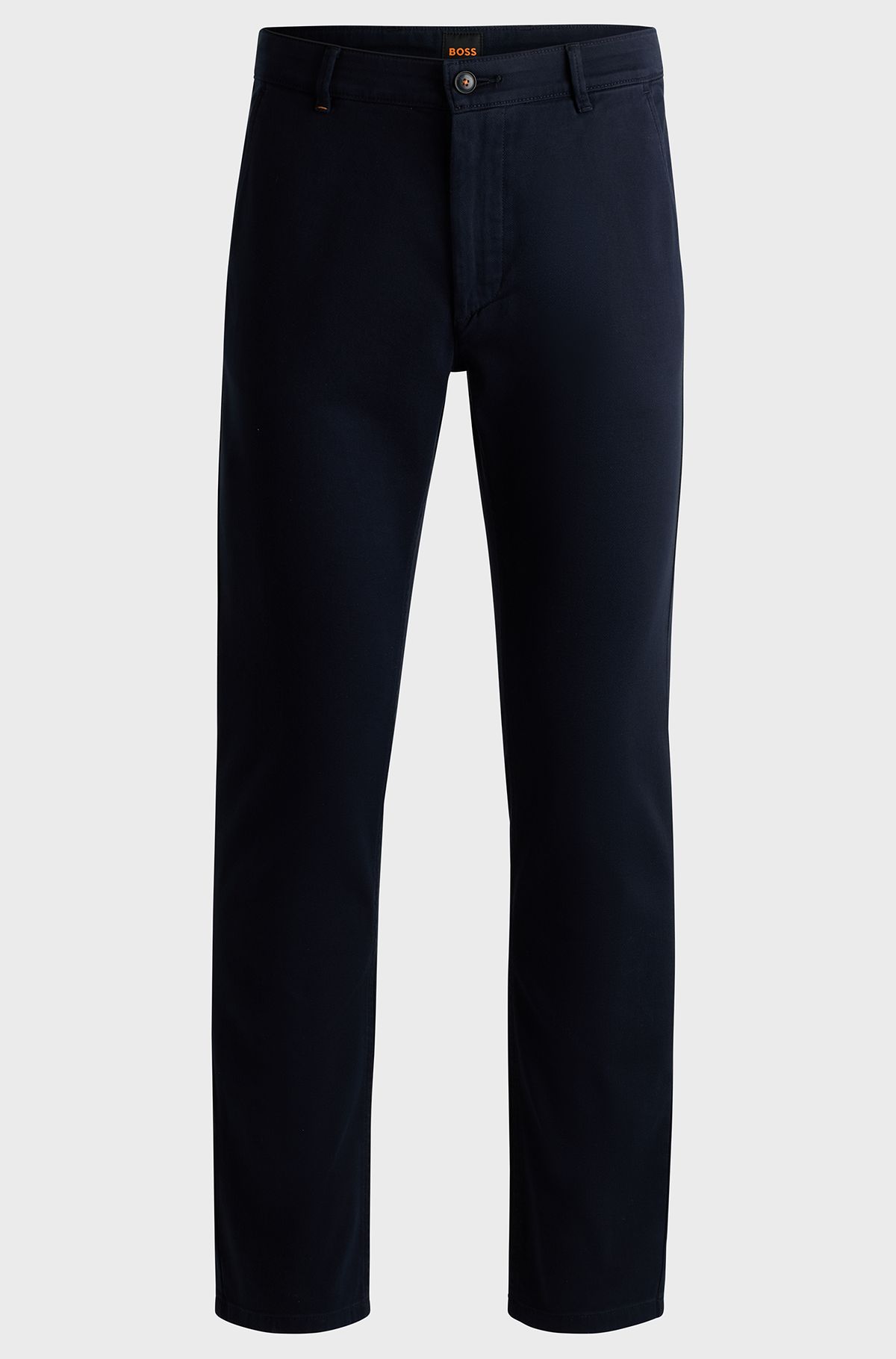 Slim-fit trousers in stretch-cotton twill, Dark Blue