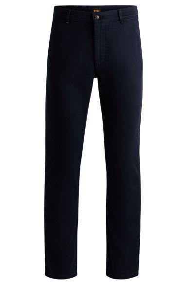 Slim-fit trousers in stretch-cotton twill, Dark Blue