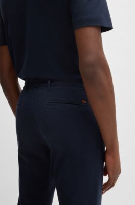 BOSS - Slim-Fit Hose aus elastischem Baumwoll-Twill