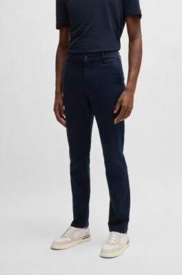 BOSS - Slim-Fit Hose aus elastischem Baumwoll-Twill