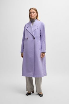 Off-White logo-patch single-breasted coat - Purple