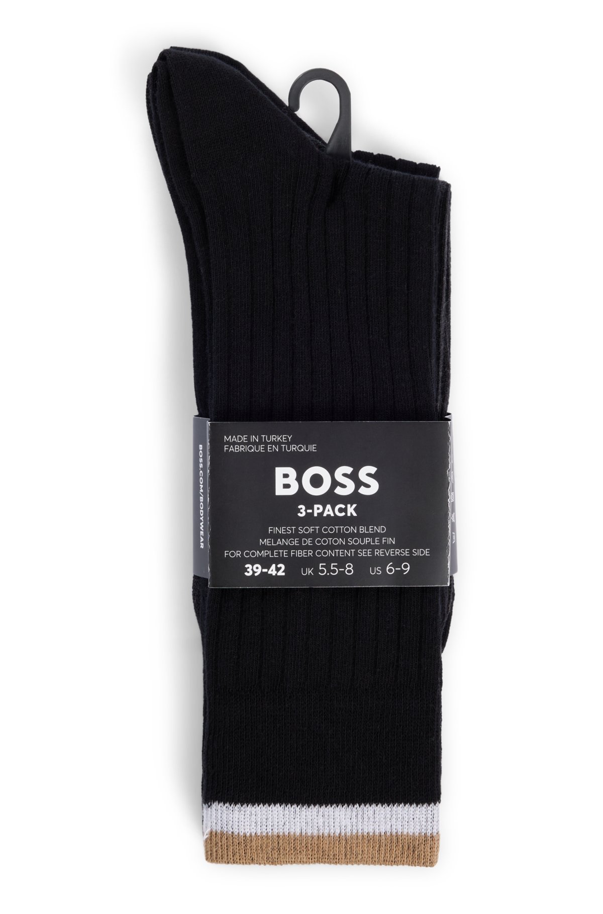 Three-pack of regular-length cotton-blend socks, Black